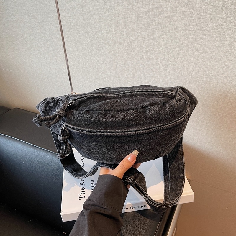 Dumpling torbica za prsa, gradska jednostavnost, zip, poliesterska podstava, Cowboy materijal, kôd Y2870