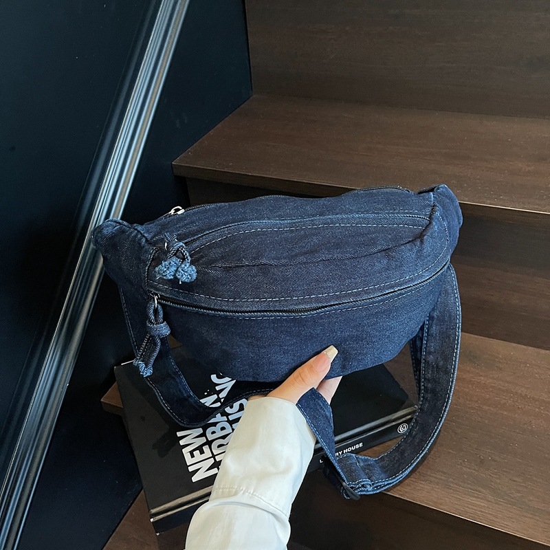 Dumpling torbica za prsa, gradska jednostavnost, zip, poliesterska podstava, Cowboy materijal, kôd Y2870