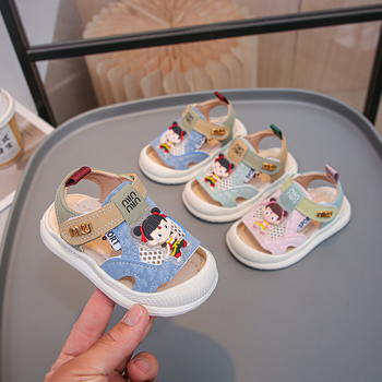 Unisex dječje sandale za bebe i malu djecu, mekana potplata, gornji dio od umjetne kože, PVC potplat, Velcro kopča, ljeto 2025