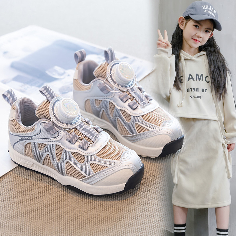 Lányoknak szánt hálós sportcipő tavasz–őszre, lélegző és könnyű, 4–16 éveseknek, gumitalp