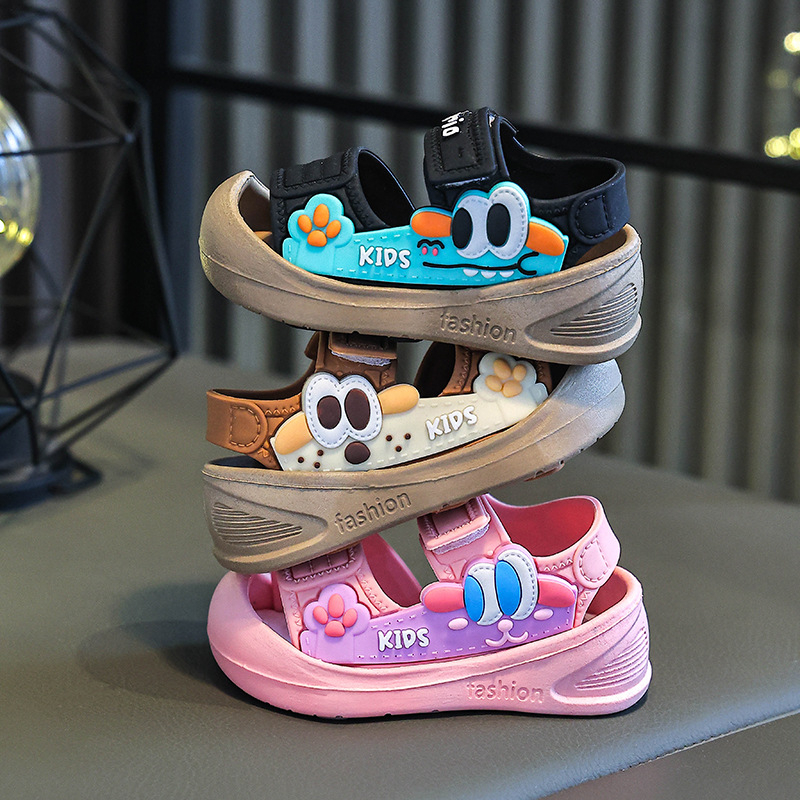 Dječje sandale s Velcro kopčom, PVC gornji dio i potplat, cartoon uzorak, za bebe i djecu 1–3 godine, za plažu