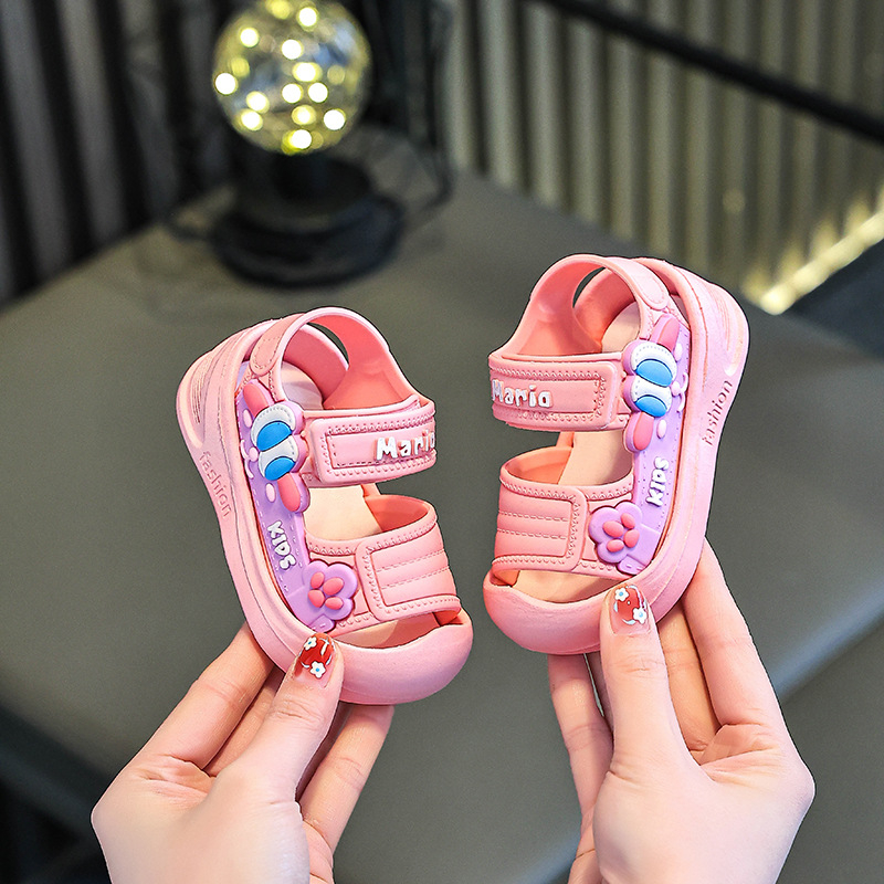 Dječje sandale s Velcro kopčom, PVC gornji dio i potplat, cartoon uzorak, za bebe i djecu 1–3 godine, za plažu