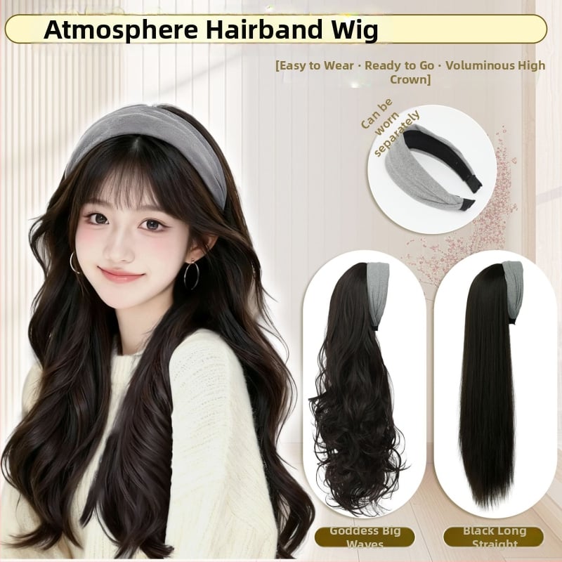 Fejpántos paróka – hosszú göndör haj, frufru egyenes vagy ferde; hőálló rostok; festhető és perm-kezelhető