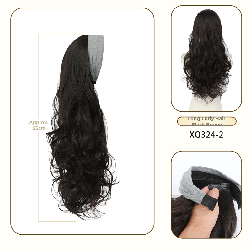 Fejpántos paróka – hosszú göndör haj, frufru egyenes vagy ferde; hőálló rostok; festhető és perm-kezelhető