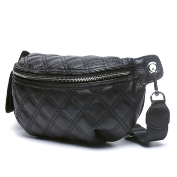 Saddle bag sa širokim remenom, prava koža, prva sloja goveđe kože, zatvarač, unutarnja džep s zatvaračem