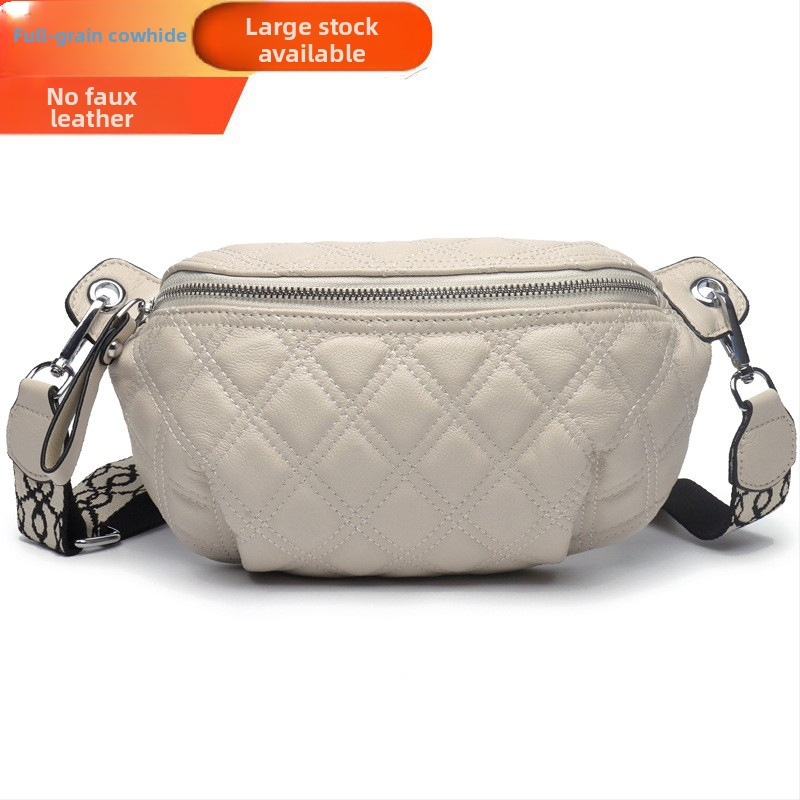 Saddle bag sa širokim remenom, prava koža, prva sloja goveđe kože, zatvarač, unutarnja džep s zatvaračem