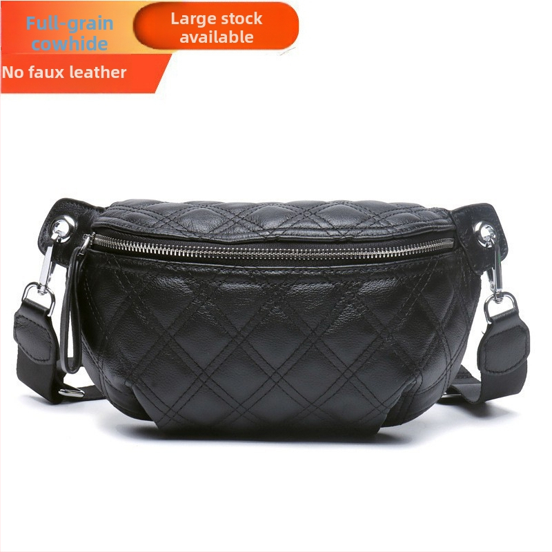 Saddle bag sa širokim remenom, prava koža, prva sloja goveđe kože, zatvarač, unutarnja džep s zatvaračem