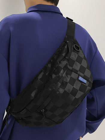 Mellkas táska városi egyszerűséggel, nylon, poliészter bélés, cipzár, telefon- és ID-kártya zsebek