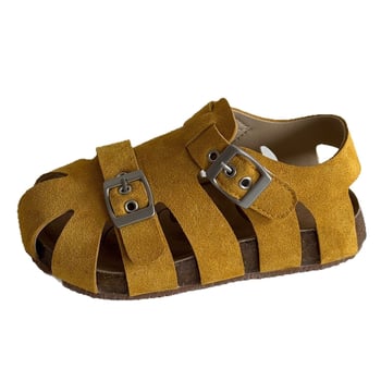Dječje sandale u stilu Birkenstock, gornji dio od nubuk kože, gumeni potplat, Velcro zatvarač, unisex za djecu 4–16 godina, svakodnevne ljetne sandale