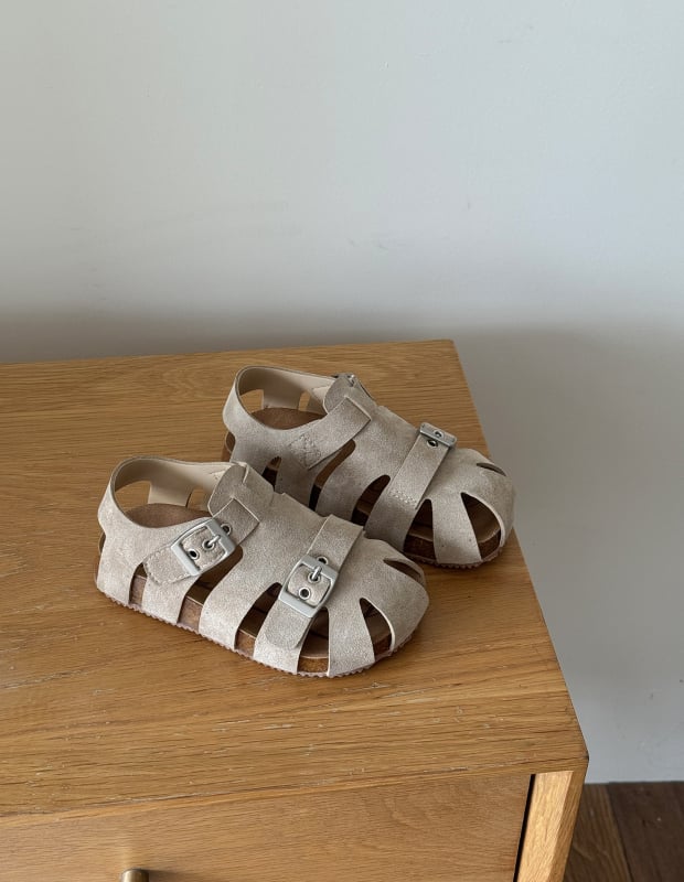 Dječje sandale u stilu Birkenstock, gornji dio od nubuk kože, gumeni potplat, Velcro zatvarač, unisex za djecu 4–16 godina, svakodnevne ljetne sandale