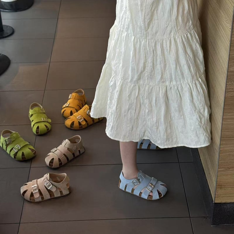 Dječje sandale u stilu Birkenstock, gornji dio od nubuk kože, gumeni potplat, Velcro zatvarač, unisex za djecu 4–16 godina, svakodnevne ljetne sandale