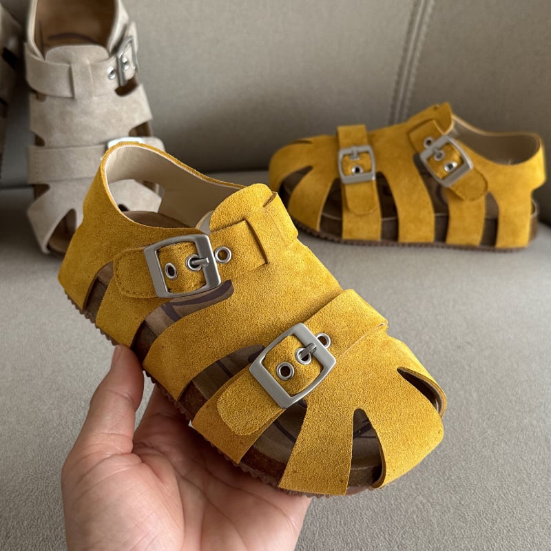 Dječje sandale u stilu Birkenstock, gornji dio od nubuk kože, gumeni potplat, Velcro zatvarač, unisex za djecu 4–16 godina, svakodnevne ljetne sandale