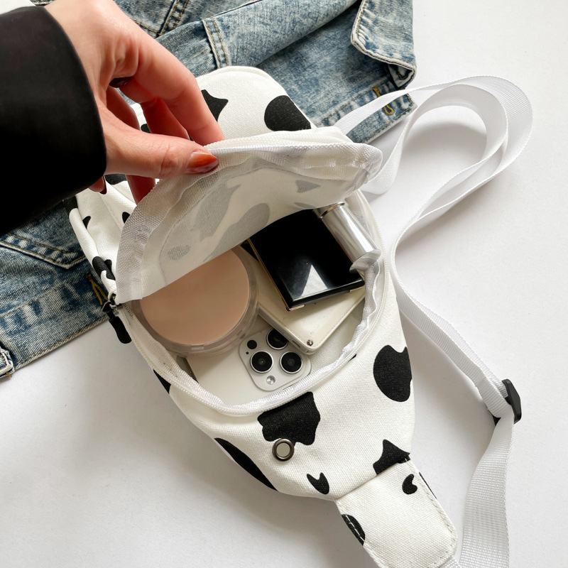 Platnena torba preko ramena s džepom za mobitel, zatvarač, trodimenzionalni dizajn, gradski stil