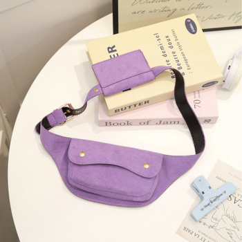 Velurova torba za pojas s poklopcem, mini crossbody torba s pretincom za telefon