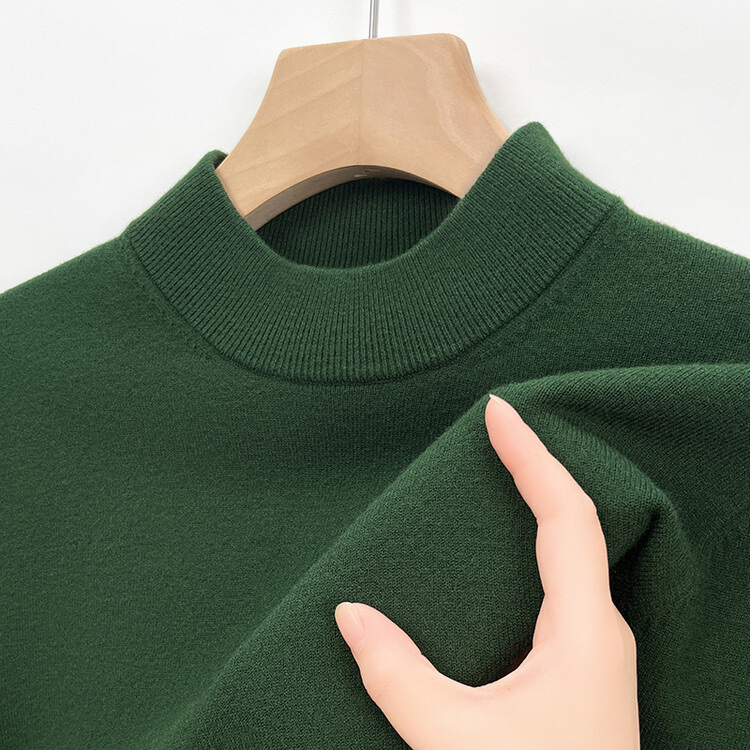 Tao mo férfi gyapjú kötött pulóver, fél magas gallér, testhezálló szabás, hosszú ujjú, finom gyapjú keverék 36–40%