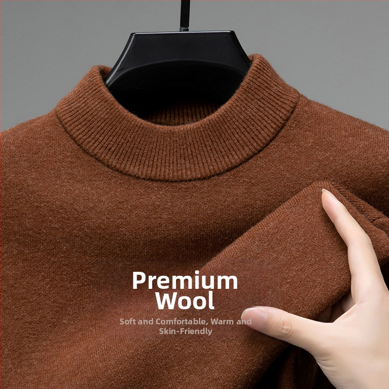 Tao mo férfi gyapjú kötött pulóver, fél magas gallér, testhezálló szabás, hosszú ujjú, finom gyapjú keverék 36–40%