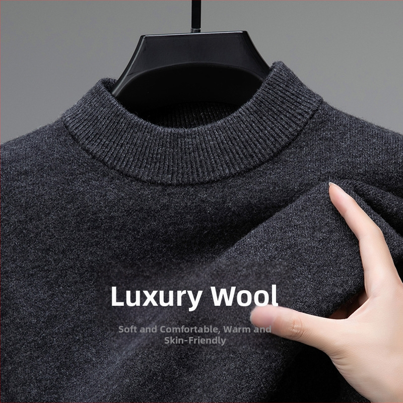 Tao mo férfi gyapjú kötött pulóver, fél magas gallér, testhezálló szabás, hosszú ujjú, finom gyapjú keverék 36–40%