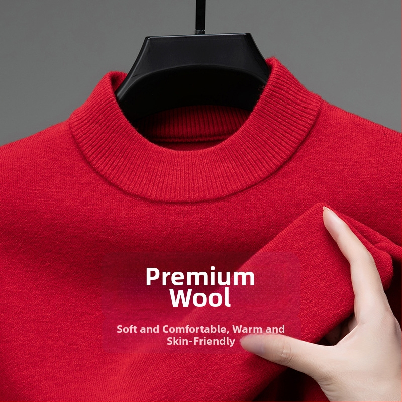 Tao mo férfi gyapjú kötött pulóver, fél magas gallér, testhezálló szabás, hosszú ujjú, finom gyapjú keverék 36–40%