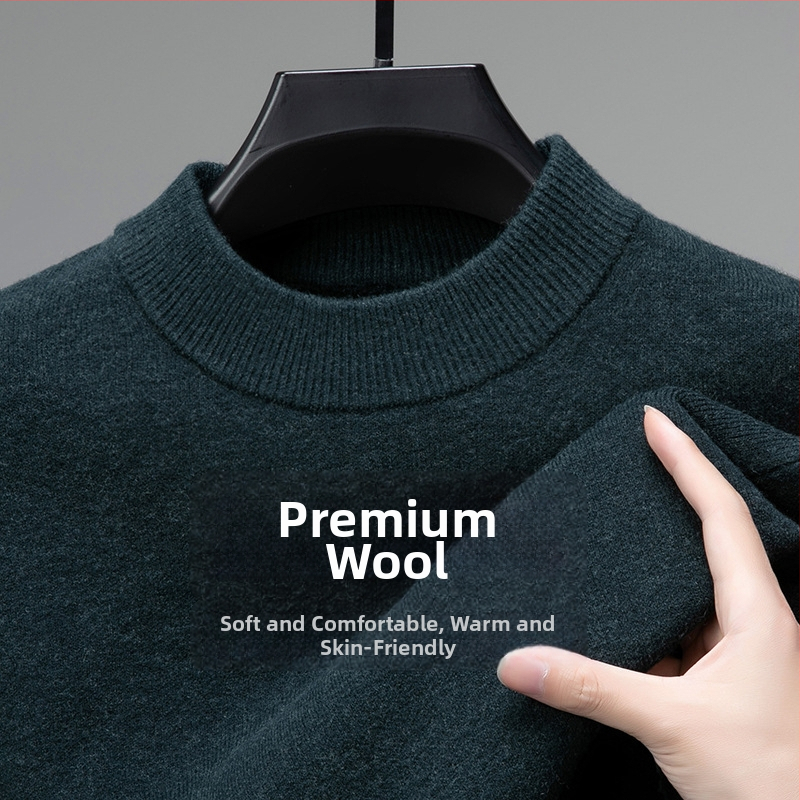 Tao mo férfi gyapjú kötött pulóver, fél magas gallér, testhezálló szabás, hosszú ujjú, finom gyapjú keverék 36–40%