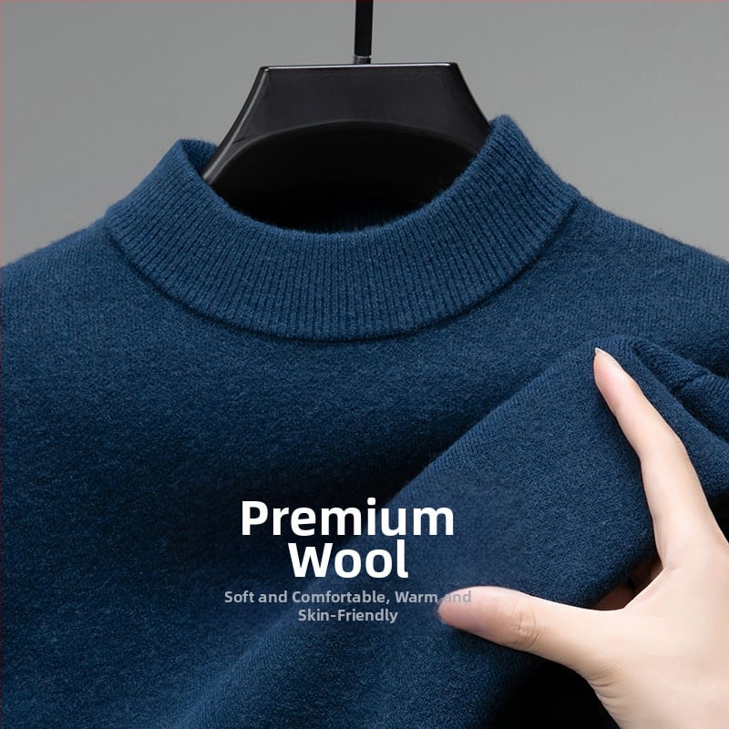 Tao mo férfi gyapjú kötött pulóver, fél magas gallér, testhezálló szabás, hosszú ujjú, finom gyapjú keverék 36–40%