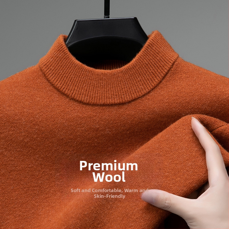 Tao mo férfi gyapjú kötött pulóver, fél magas gallér, testhezálló szabás, hosszú ujjú, finom gyapjú keverék 36–40%