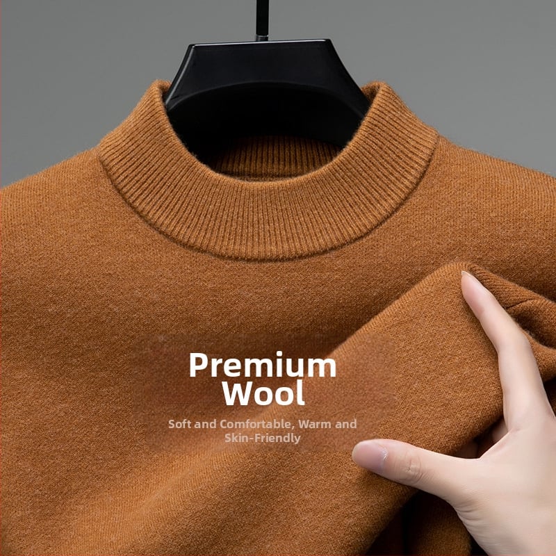 Tao mo férfi gyapjú kötött pulóver, fél magas gallér, testhezálló szabás, hosszú ujjú, finom gyapjú keverék 36–40%