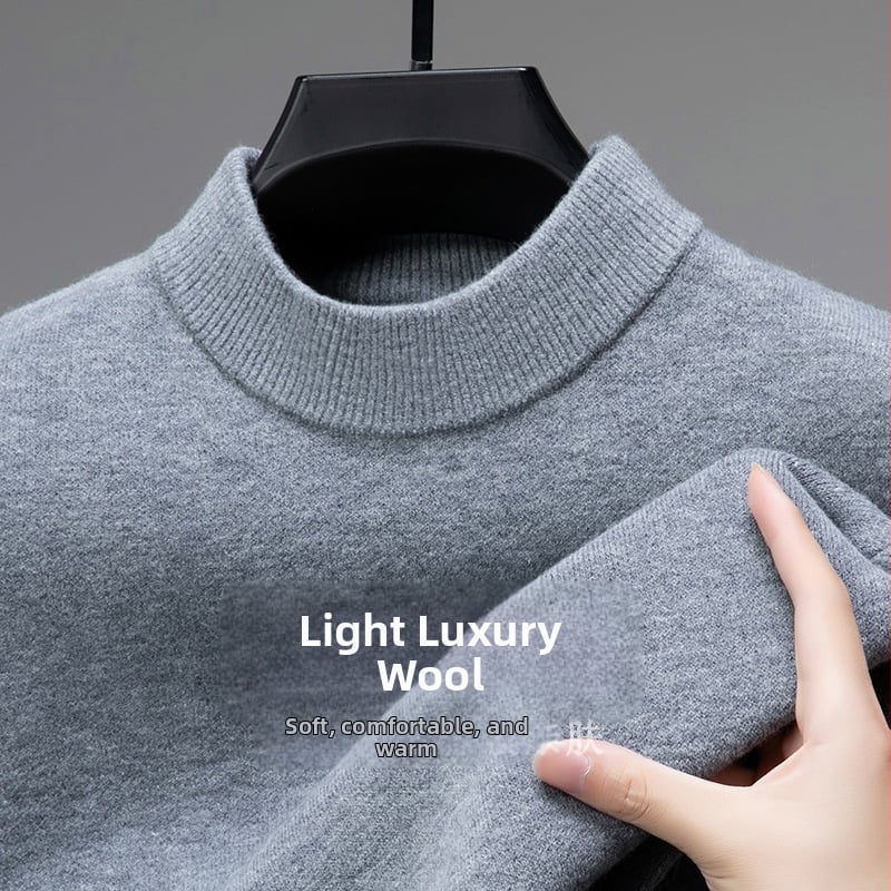 Tao mo férfi gyapjú kötött pulóver, fél magas gallér, testhezálló szabás, hosszú ujjú, finom gyapjú keverék 36–40%