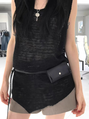 Vintage női táska kártya- és deréktáska, PU, kis négyszögletes fedeles, snap zár, 2025 tavasz