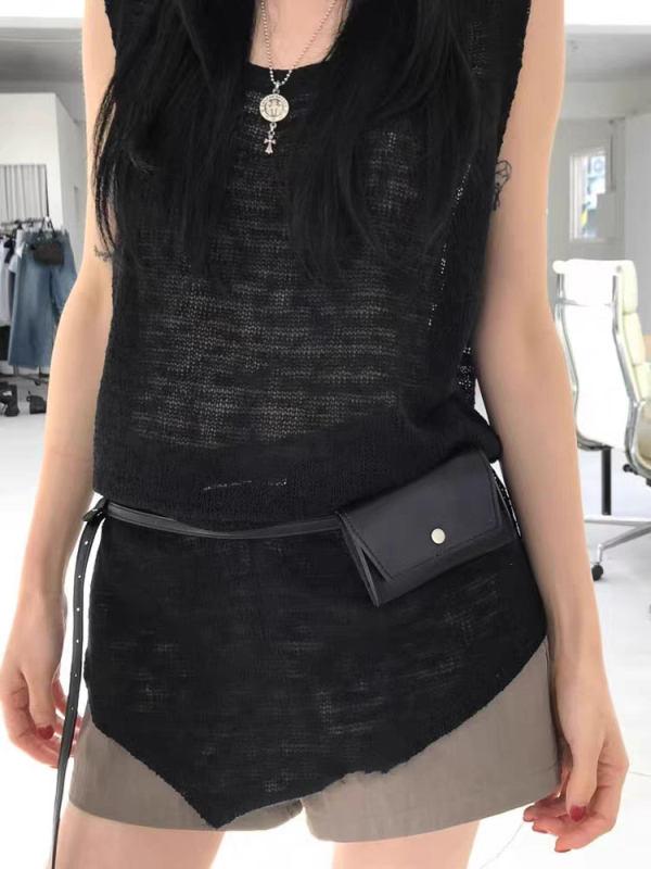 Vintage női táska kártya- és deréktáska, PU, kis négyszögletes fedeles, snap zár, 2025 tavasz