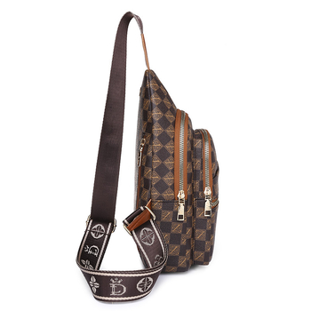 Crossbody torba od PU kože, karirani uzorak, zatvaranje zipom, poliester podstava, unutarnji džep sa zatvaračem i džep za identifikacijske kartice
