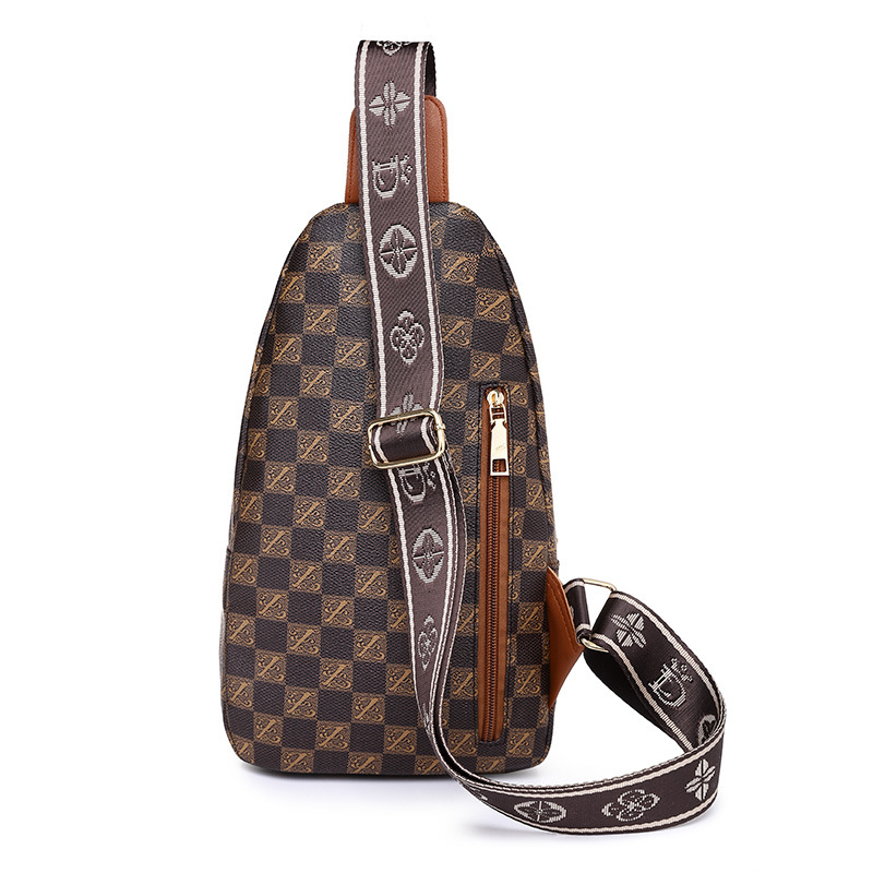 Crossbody torba od PU kože, karirani uzorak, zatvaranje zipom, poliester podstava, unutarnji džep sa zatvaračem i džep za identifikacijske kartice