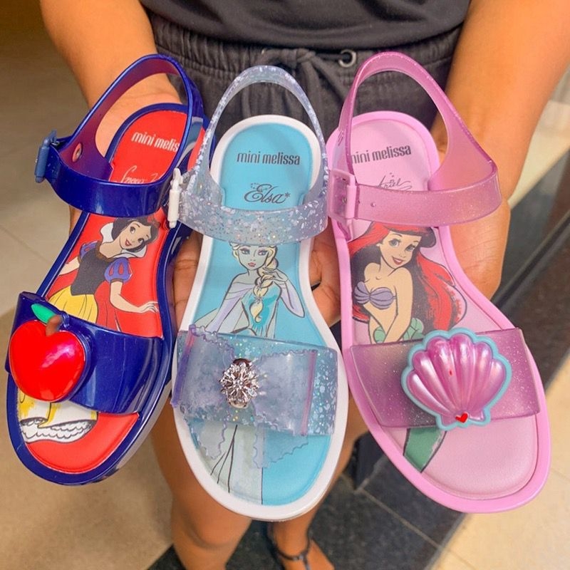 Melissa Dječje princess Jelly sandale s otvorenim prstom, kartunski uzorak, PVC gornji dio, Velcro zatvarač, za uzrast 1–6 godina
