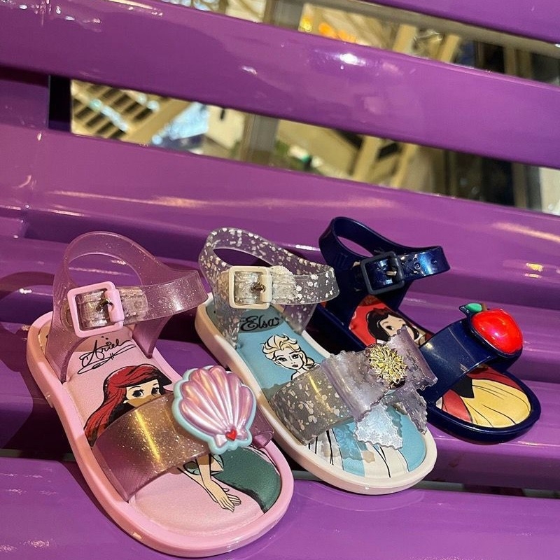 Melissa Dječje princess Jelly sandale s otvorenim prstom, kartunski uzorak, PVC gornji dio, Velcro zatvarač, za uzrast 1–6 godina