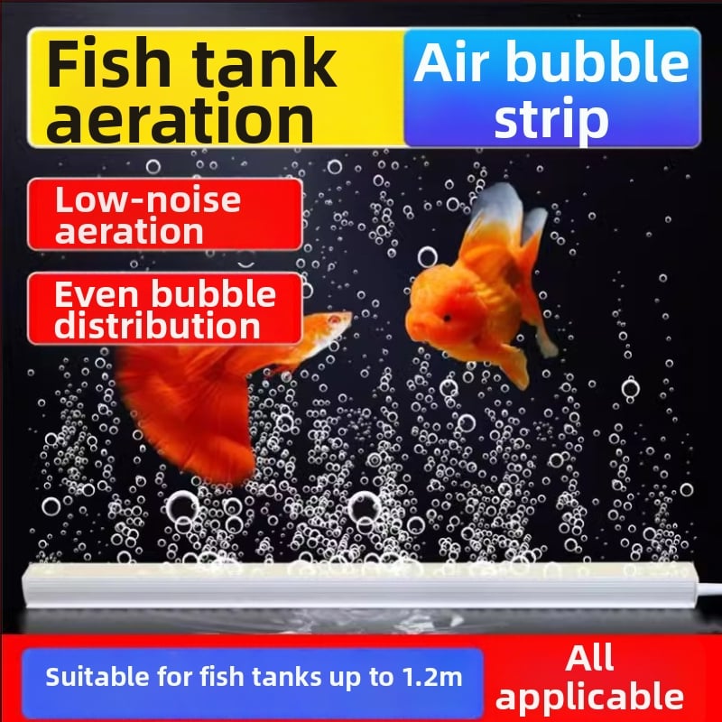 Akvarisztikai oxigén-ellátó készlet buborékszalaggal, buborék-kővel és nano koronggal – csendes működés, DC tápegység (Crazy aquatic plants)