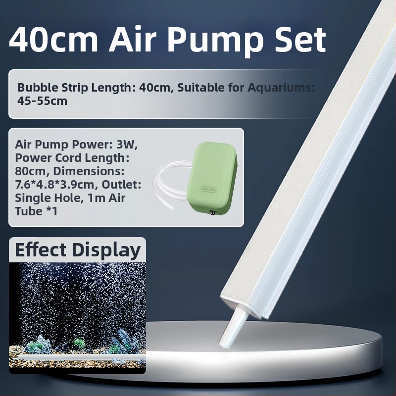 Akvarisztikai oxigén-ellátó készlet buborékszalaggal, buborék-kővel és nano koronggal – csendes működés, DC tápegység (Crazy aquatic plants)