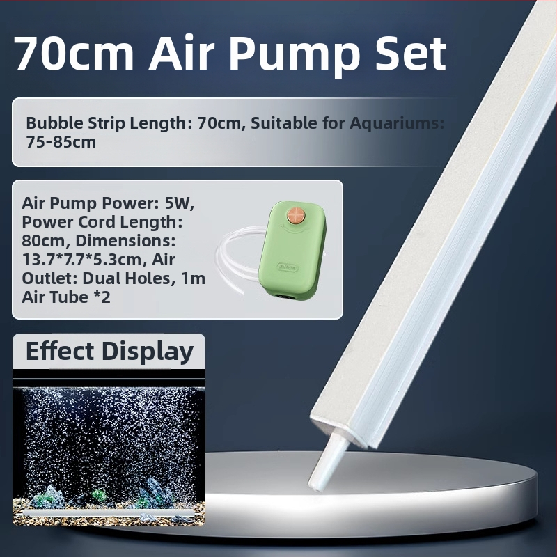 Akvarisztikai oxigén-ellátó készlet buborékszalaggal, buborék-kővel és nano koronggal – csendes működés, DC tápegység (Crazy aquatic plants)