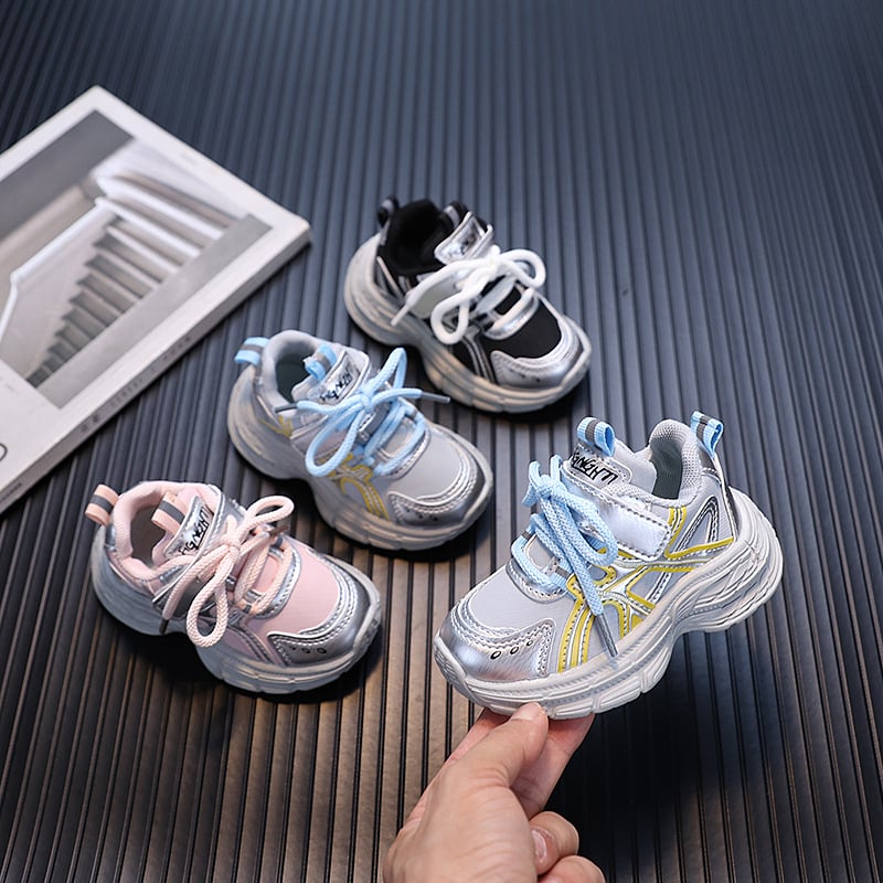 Dječje sportske tenisice za jesen 2025, unisex, gornji dio od umjetne kože, protuklizni gumeni đon, casual dad sneakers stil, za dob 1–6 godina
