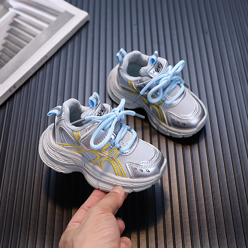 Dječje sportske tenisice za jesen 2025, unisex, gornji dio od umjetne kože, protuklizni gumeni đon, casual dad sneakers stil, za dob 1–6 godina