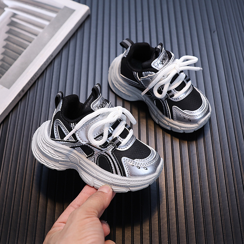 Dječje sportske tenisice za jesen 2025, unisex, gornji dio od umjetne kože, protuklizni gumeni đon, casual dad sneakers stil, za dob 1–6 godina
