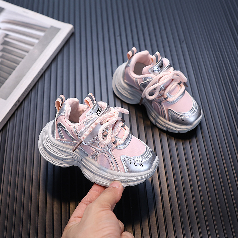 Dječje sportske tenisice za jesen 2025, unisex, gornji dio od umjetne kože, protuklizni gumeni đon, casual dad sneakers stil, za dob 1–6 godina