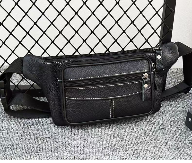 Férfi deréktárca első réteg bőrből — valódi bőr, több rekeszes, nagy kapacitású, lélegző és kopásálló