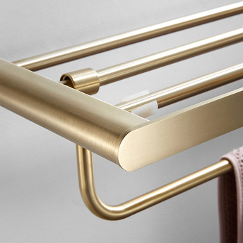 Ραφιέρα πετσετών, 2 επιπέδων, από ανοξείδωτο χάλυβα 304, φινίρισμα wire drawing, τοποθέτηση επιτοίχια με κρυφή βάση στερέωσης