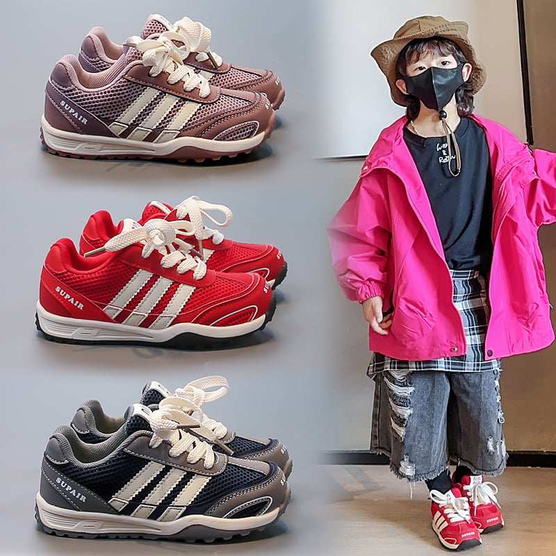 Dječje mrežaste tenisice s Velcro zatvaračem, proljeće–jesen 2025, unisex, prugasti dezen, gornji dio PU+ mreža, EVA đon