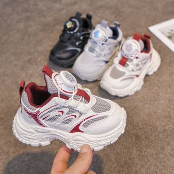 Unisex dječje sportske tenisice u stilu dad shoes, prozračne i lagane, s dvostrukom mrežom, zatvarač s rotirajućom kopčom, gornji dio od sintetičke kože, proljeće i jesen 2026