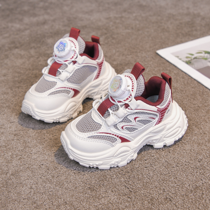 Unisex dječje sportske tenisice u stilu dad shoes, prozračne i lagane, s dvostrukom mrežom, zatvarač s rotirajućom kopčom, gornji dio od sintetičke kože, proljeće i jesen 2026