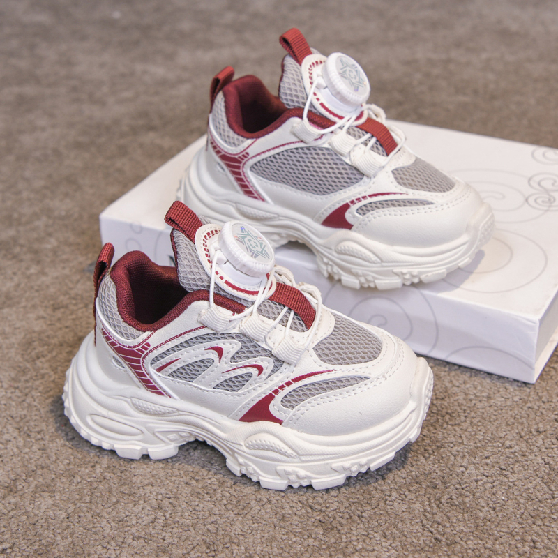 Unisex dječje sportske tenisice u stilu dad shoes, prozračne i lagane, s dvostrukom mrežom, zatvarač s rotirajućom kopčom, gornji dio od sintetičke kože, proljeće i jesen 2026