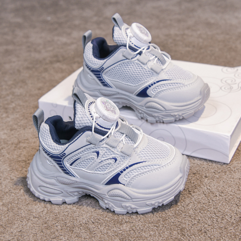 Unisex dječje sportske tenisice u stilu dad shoes, prozračne i lagane, s dvostrukom mrežom, zatvarač s rotirajućom kopčom, gornji dio od sintetičke kože, proljeće i jesen 2026