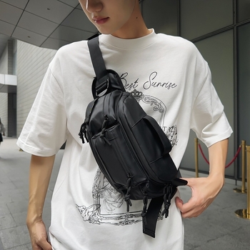 Muška torbica za prsa - gradski stil, najlon, zatvarač, džep za telefon, 3D vanjski dio