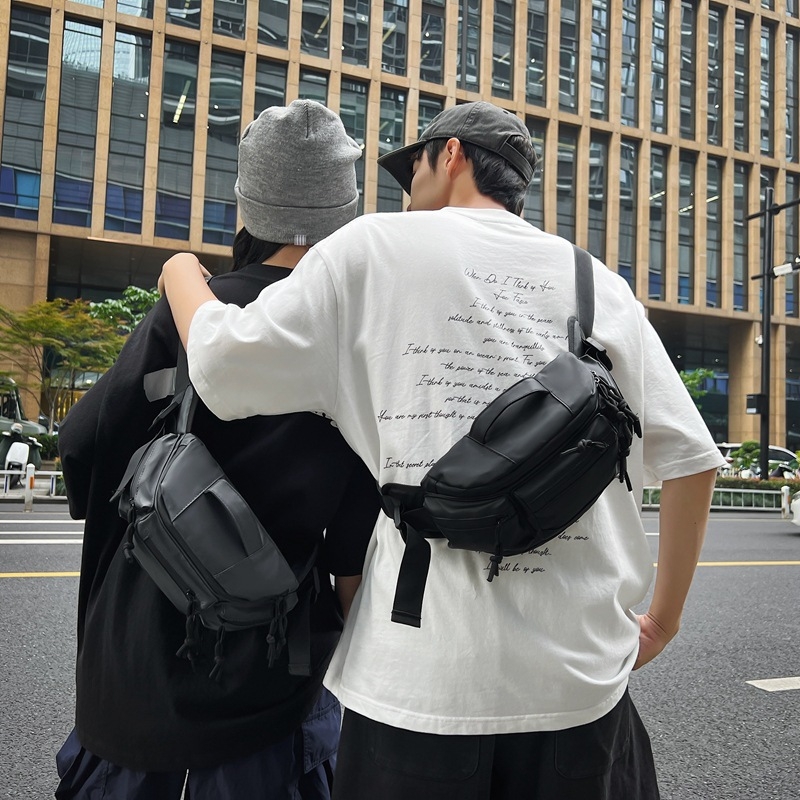 Muška torbica za prsa - gradski stil, najlon, zatvarač, džep za telefon, 3D vanjski dio