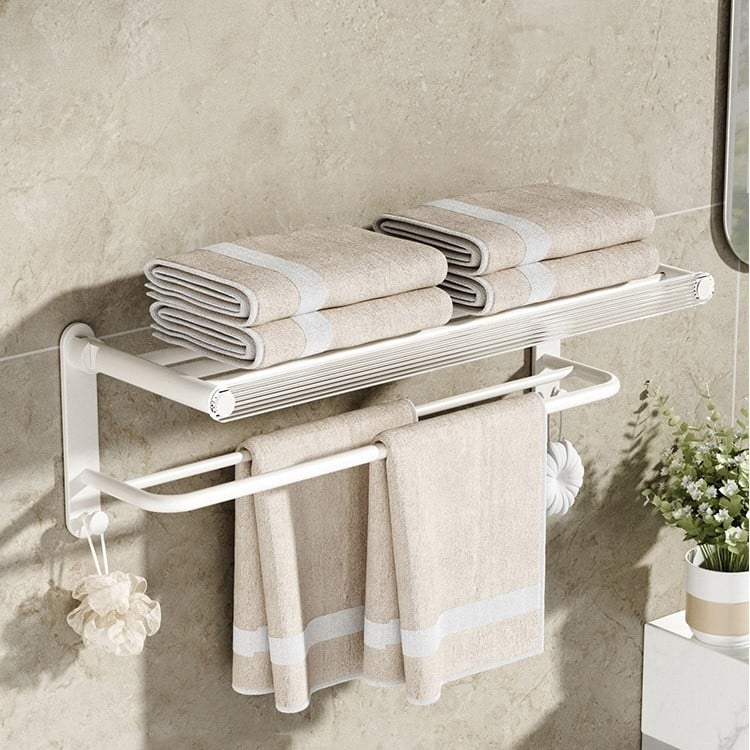 Zidni držač za ručnike bez bušenja, s jednom šipkom, od akrilno-aluminijskog materijala, nosivost 5 kg.
